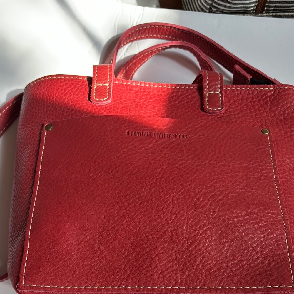 Sugar color Portland Leather Mini Crossbody Bag with zipper